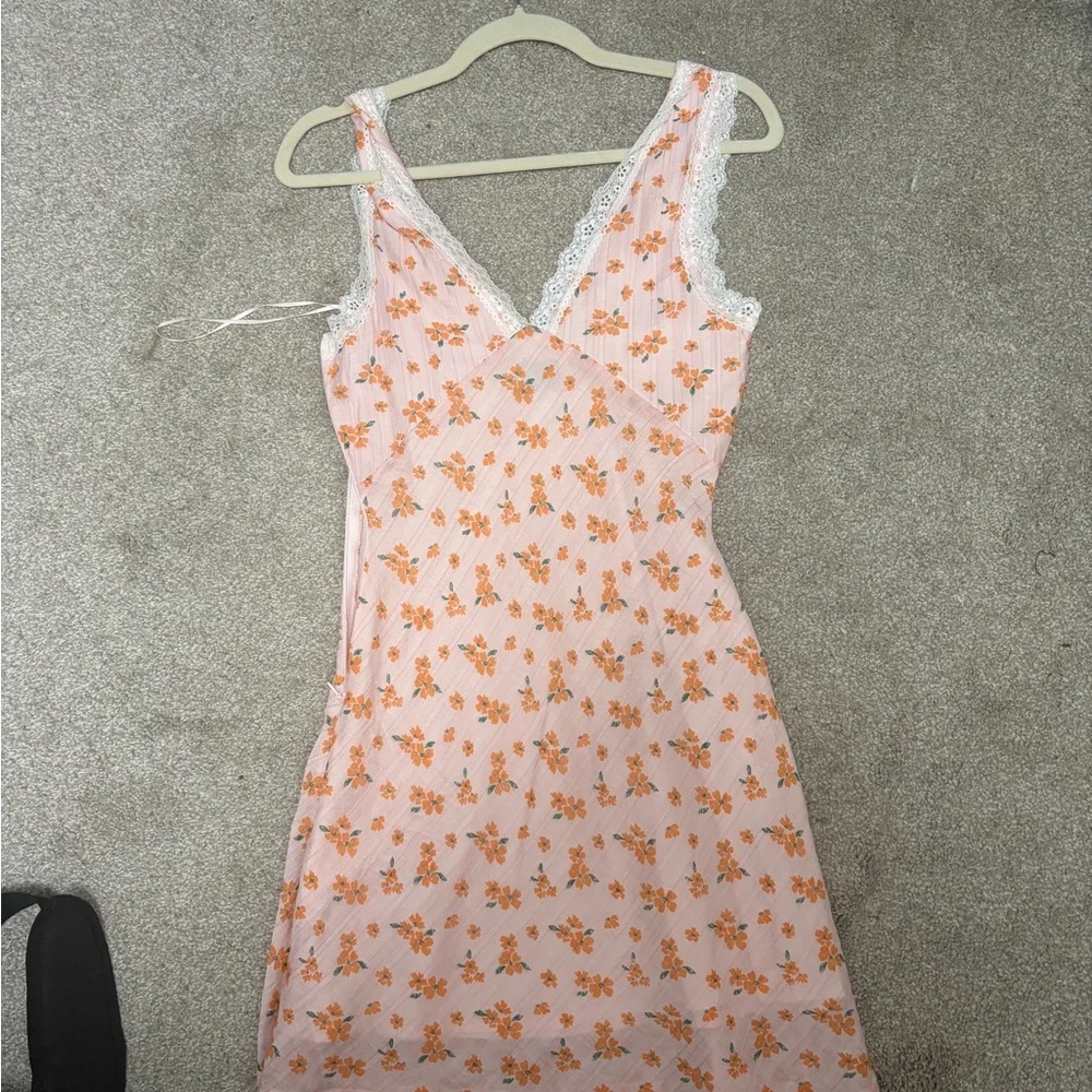 Princess Polly Pink Slip Dress with Orange Floral Print